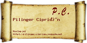 Pilinger Ciprián névjegykártya